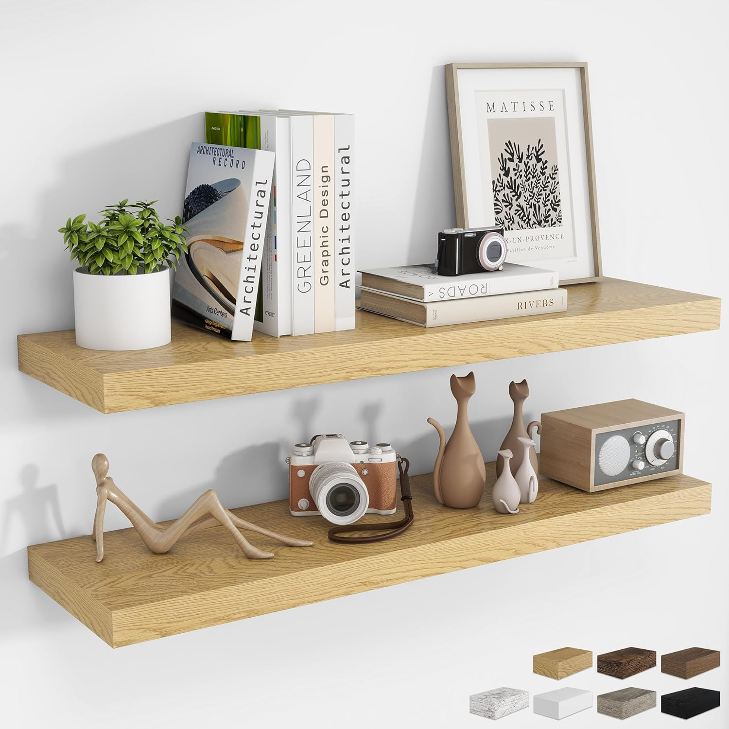 Rustic Oak 40 Inch Floating Shelves Set of
