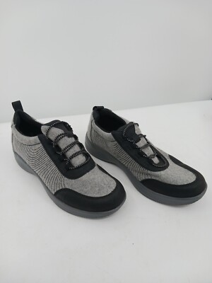 Comfortview Women's Casual 10 Gray/Black Wool Slip-On Elastic Lacing Stylish