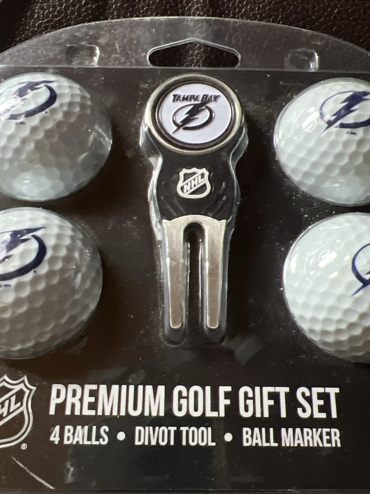 NHL Tampa Bay Lightning Premium Golf Juego de Regalo 4 Bolas Divot Herramienta y Marcador de Pelota Foto 3 de 4