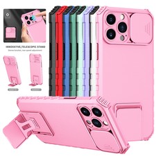 For iPhone 15 Pro Max 14 13 12 11 X Stand Case with Slide Camera Cover Protector