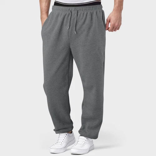 Herren Fleece gefütterte Jogginghose weites gerades Bein Hose unten Sweatpants Jogger - Bild 37 von 54