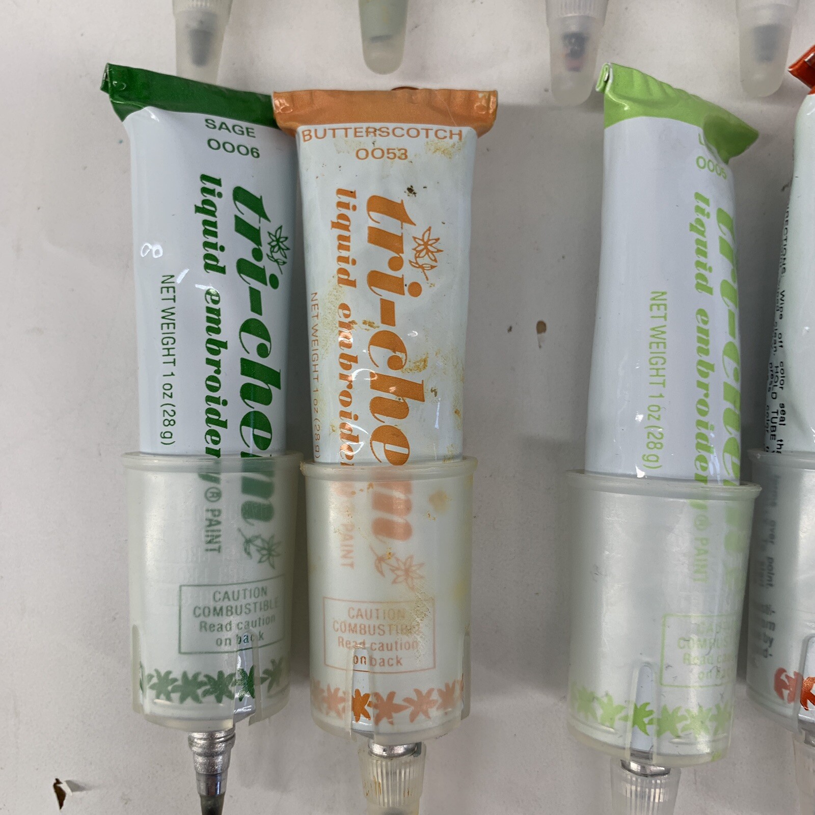 Tri Chem Liquid Embroidery Paint Lot 15 Tubes with Holder Vintage eBay