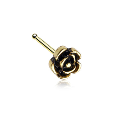 Vintage Rose Icon Nose Bone Stud Ring Gold Silver 20g 7mm Flower Antique Leaf