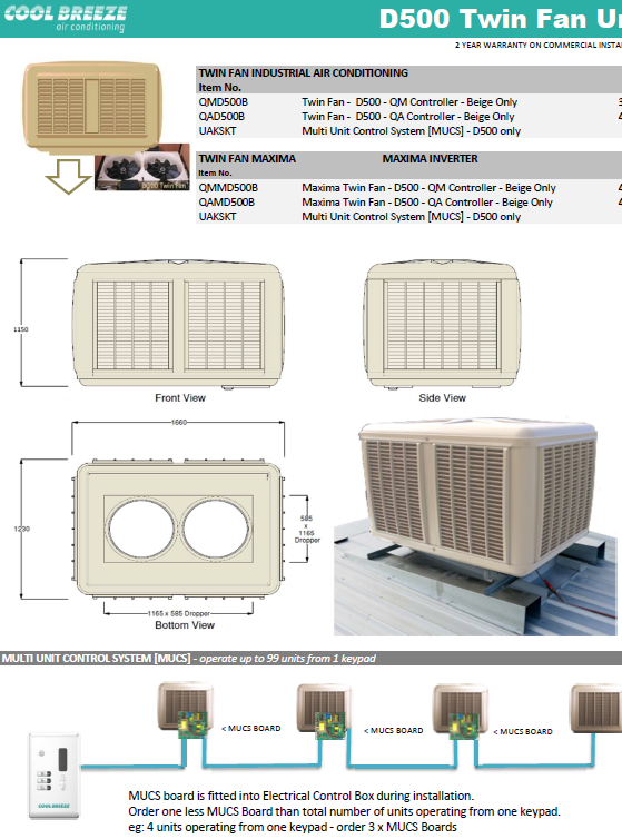 Evaporative Cooling replacement units brand new delivered Australia