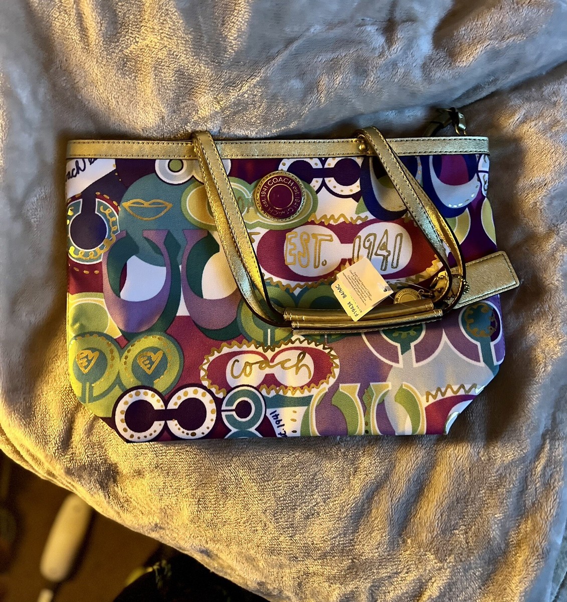 COACH Poppy バッグ ネイビー/ゴールド NWT Coach Poppy Pop C Handbag | eBay