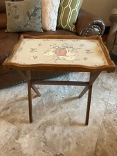 Vintage China International Marmalade Geese Wooden Folding TV Tray Table