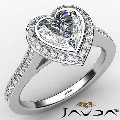 Halo Bezel Set Heart Diamond Engagement Ring GIA I Color VS2