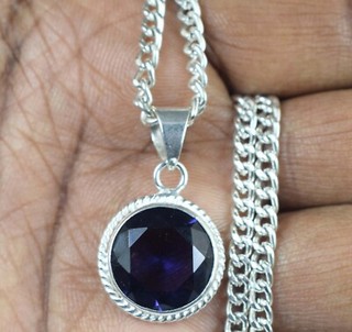 Natural 12.15 Ct Violet Amethyst Round Gemstone Certified Men's Birthday Pendant