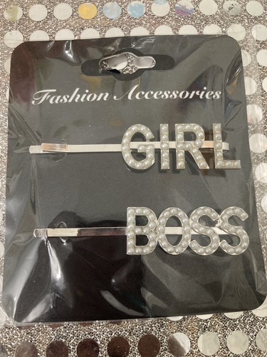 Girl Boss Hair Clips Beaded Silver - Picture 2 of 2