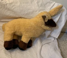 Llama Alpaca Lamb Puppet 1978 Animal Express Plush Black Yellow Eyes Cream Brown