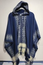 Freshman Forever Womens Hooded Zip-up Poncho Size Xl Colors Blue And Cream
