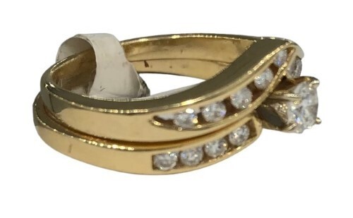 14Ct Yellow gold Diamond ring Set Sz L - Picture 3 of 6