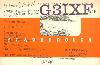 1 x QSL Karte Radio UK G3IXF Ridgeway Eastfield Scarborough 1955   U153