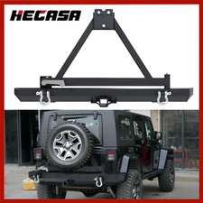 Textured Rear Bumper w/ Tire Carrier & D-Rings for 1987-2006 Jeep Wrangler TJ YJ