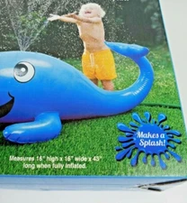 Inflatable Whale Sprinkler Pal Summer Water Toys Fun for Kids 16" x 16" x 43" 