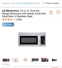 BRAND NEW! LG  Over-the-Range Microwave Oven 1.8 Cu Ft