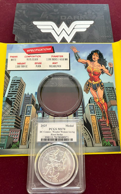 2025 1-oz Wonder Woman DC Comics Silver Medal PCGS MS70  FIRST STRIKE   PERFECT