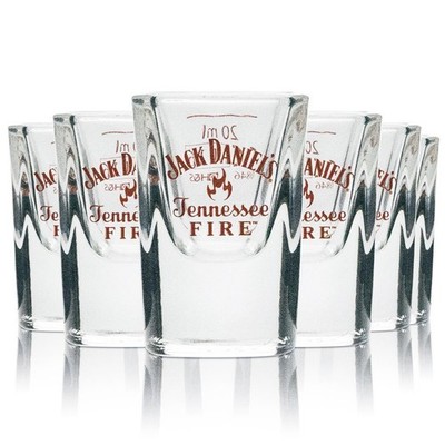 6x Jack Daniels Whiskey Fire Shot Glas Kurze Gläser NEU OVP Schnaps 2cl Jacky