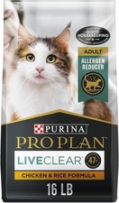 Purina Pro Plan LIVECLEAR Allergen Reducing Cat Food   Chicken  Rice, 16 lb