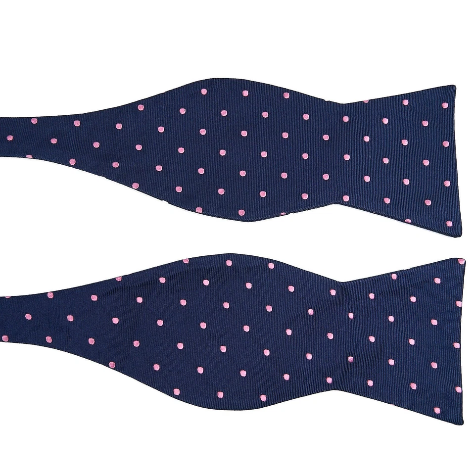 Tommy Hilfiger Pajarita de Seda Azul Marino Rosa Lunares Ajustable Auto-Corbata Foto 2 de 4