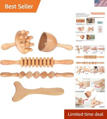 Cordless 5-in-1 Lymphatic Drainage Wooden Massager for Total Body Relaxation