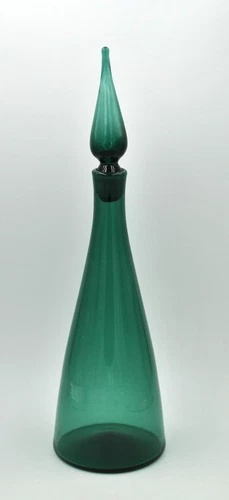 Vintage Blenko Glass Classic Decanter - Design #920M - Juniper color from 1957