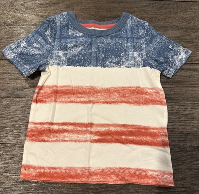 Genuine Kids Oshkosh red white blue paisley stripe short sleeve t-shirt sz 18m