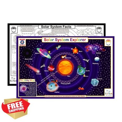 Tot Talk Solar System Placemat Kids Double-Sided Wipeable USA