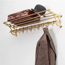 Brass Plated French Rack Coatrack Luggage Train Wall Mounted 24 Inches Rack