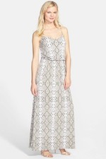 VINCE CAMUTO Python Printed Spaghetti Strap Blouson Maxi Dress (Sz.-10) NWT $128