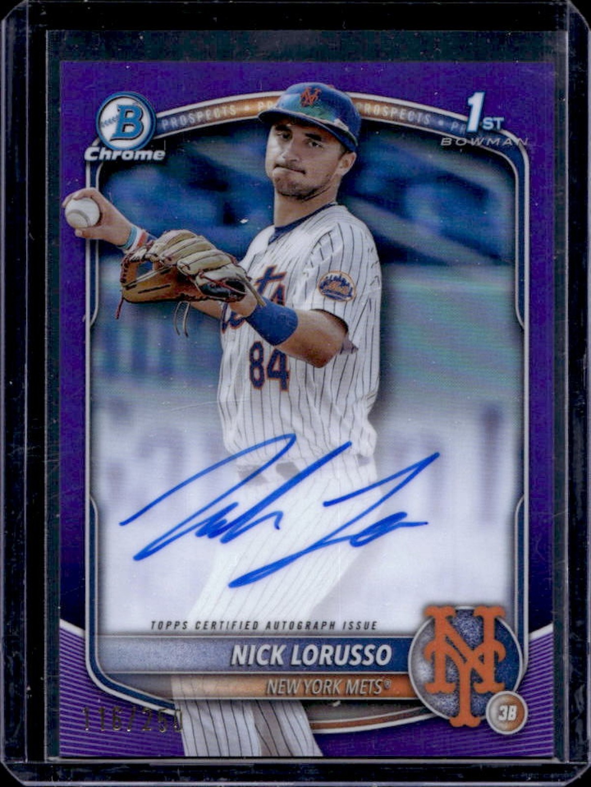 2025 Bowman Chrome Nick Lorusso Auto Purple Refractor 1st #116/250 Mets