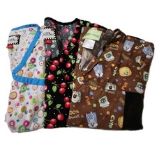Medical Scrub Top Women M VARIOUS Colors BUNDLE LOT/3 Looney Tunes Cherries Dots