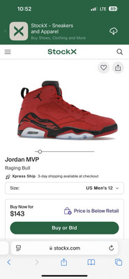 Size 12 - Jordan MVP Raging Bull