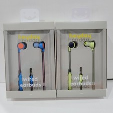 2pk Heyday Mic  Remote In-Ear Earbuds Wired 3.5mm Jack On-Cable Mic LIME  BLUE
