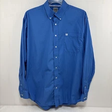 Cinch Shirt Mens L Solid Blue Western Button Down Long Sleeve Rodeo Logo Cotton