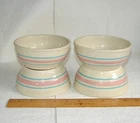 Vtg 70's Nelson McCoy Pink & Blue Stripe SOUP/CEREAL BOWL Set of 4, #7016, MC1