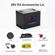 48V 105Ah LiFePO4 Golf Cart Battery Bluetooth Metal Case 400A BMS 20A Charger