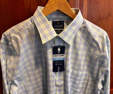 NWT Stafford Easy Care Travel Stretch Broadcloth Shirt Men's Size 17 36/37
