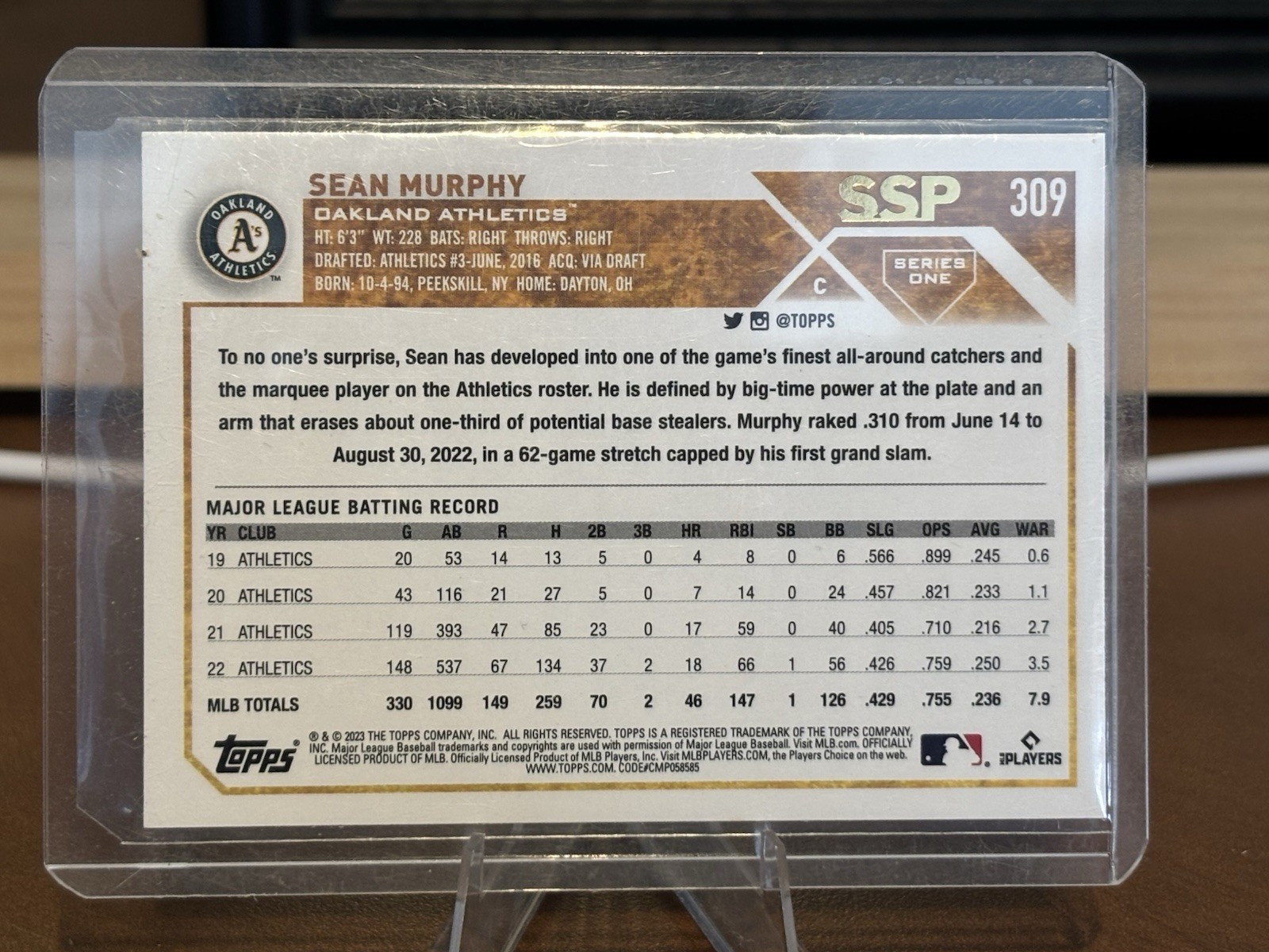 2023 Topps Sean Murphy SSP Image Variation Golden Mirror #309 VERY RARE CARD!