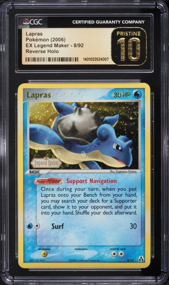 Pokemon Lapras #8 EX Legend Maker Reverse Holo CGC Pristine 10
