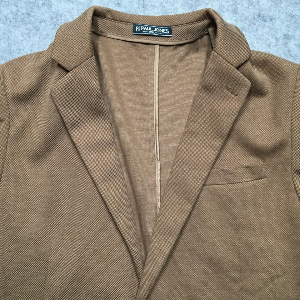 PJ Paul Jones Blazer Mens 2XL Brown Knit Sport Coat Casual Stretch Jacket - Image 4 of 4