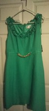 light green Studio 1 sleeveless dress sz14 nwt chain on front 