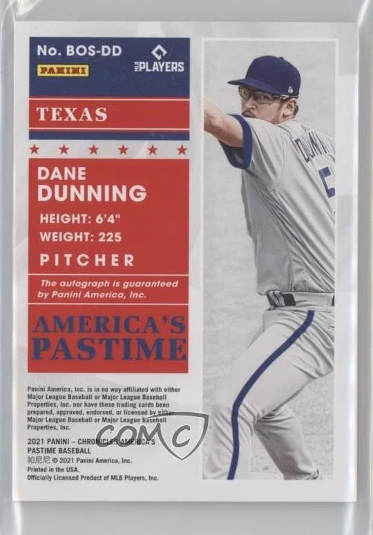 2021 Panini Chronicles Boys of Summer /99 Dane Dunning #BOS-DD Rookie Auto RC - Image 2 of 2
