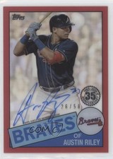 2020 Clearly Authentic 1985 Topps Baseball Red 26/50 Austin Riley Auto 0xz8