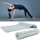 Premium Yoga Mat With Symbols TPE Gray 182x61cm Also For Fitness Pilates