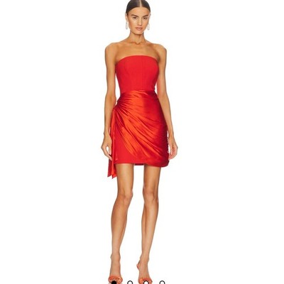 Cinq À Sept Kennith Silk-Trim Mini Dress in Cherry Tomato Women's  Sz 6