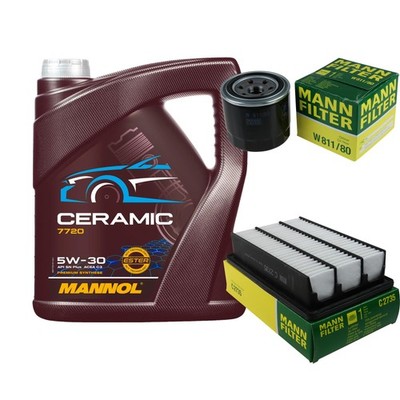 MANN Inspektionspaket 5L MANNOL Ceramic 5W-30 für Hyundai Santa Fé II 2.7 V6