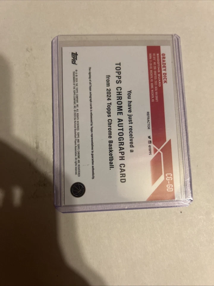 2023-24 Topps Chrome - Autographs Gradey Dick #CG-GD Refractor (AU, RC) - Image 3 of 4