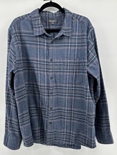 Eddie Bauer Shirt Mens XXL Blue Flannel Plaid Button Up Cotton Casual