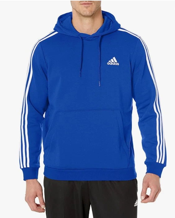 adidas Men's Essentials Fleece 3-stripes Hoodie, Semi Lucid Blue, Medium, NWT